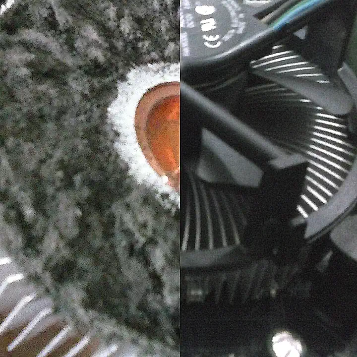 Antes e depois da limpeza de dissipador de um PC
