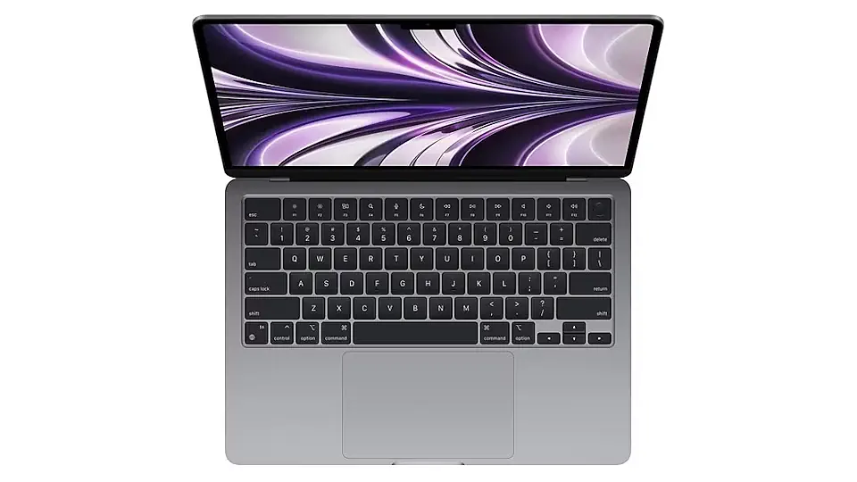 Apple MacBook Air M2 visto de cima.