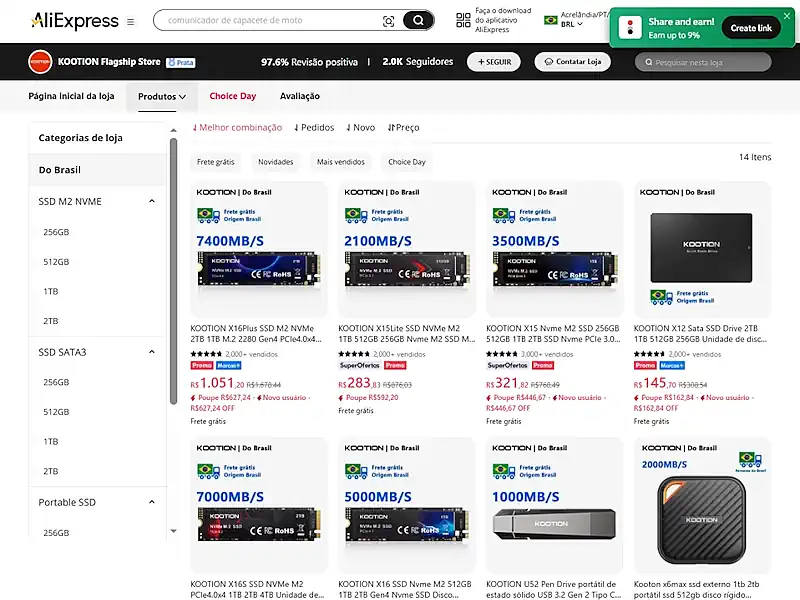 Loja KOOTION no AliExpress Brasil